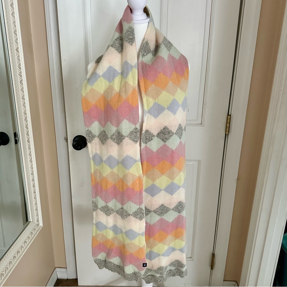 Vintage Gap Wool Angora Pastel Argyle Scarf
